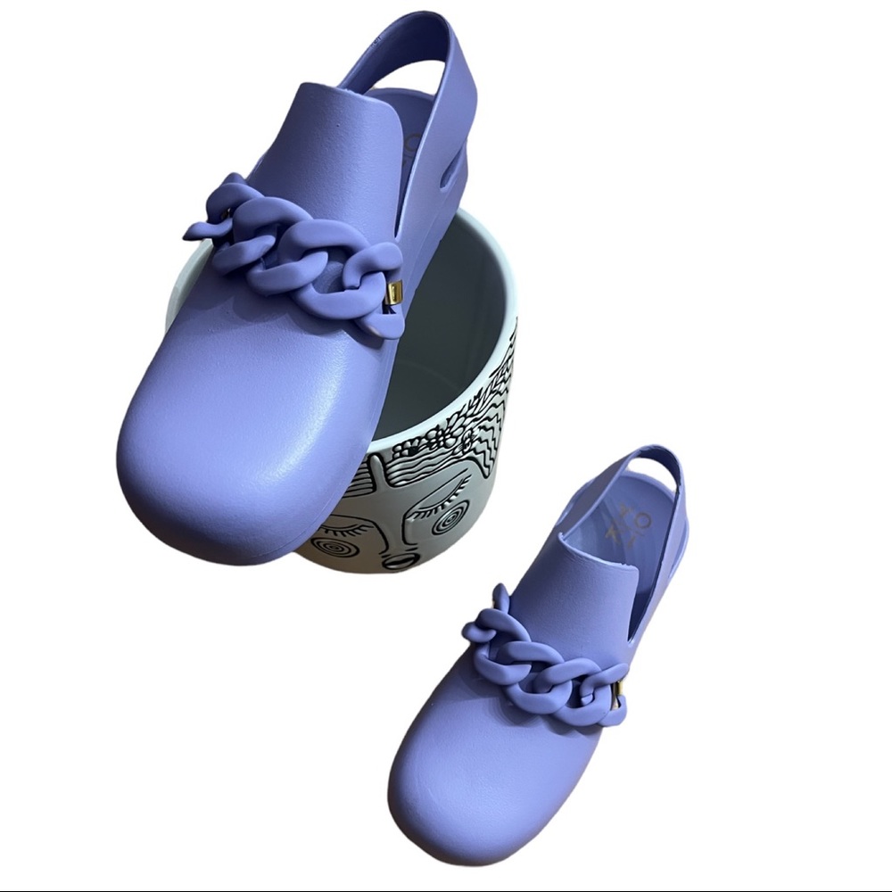 YOKI PURPLE HARRET CHAIN ACCENT SLING CLOGS - Picture 5 of 8